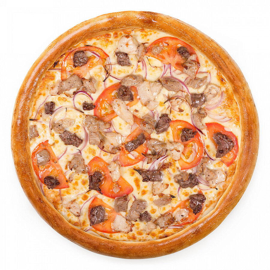 Пицца с ветчиной салями и грибами