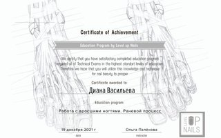 сертификат/документ специалиста по красоте Дианы Геннадьевны Васильевой